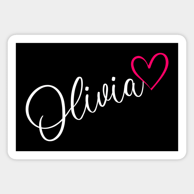 Olivia Name Calligraphy Pink Heart Sticker by xsylx